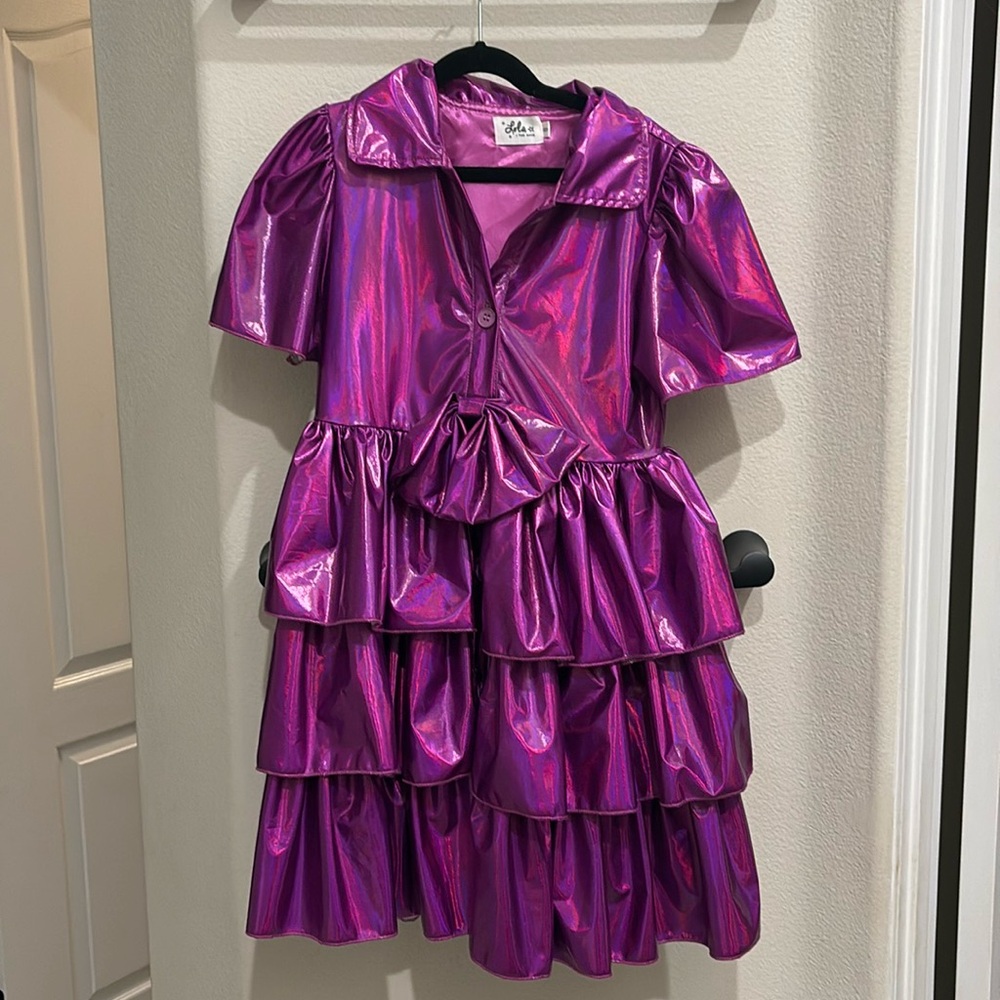 Lola + The Boys Purple Iridescent Bow Dress